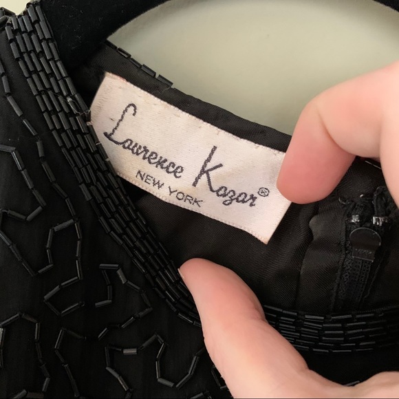 Vintage Laurence Kazar Black Beaded Dress Sz Small - Picture 8 of 11